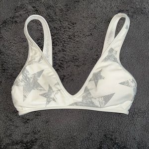 Aerie white and silver star bikini top